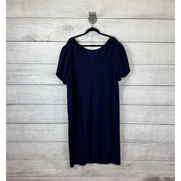Asos Plus Size Navy Puff Sleeve Modest Simple Dress Size 22 - Picture 4 of 7